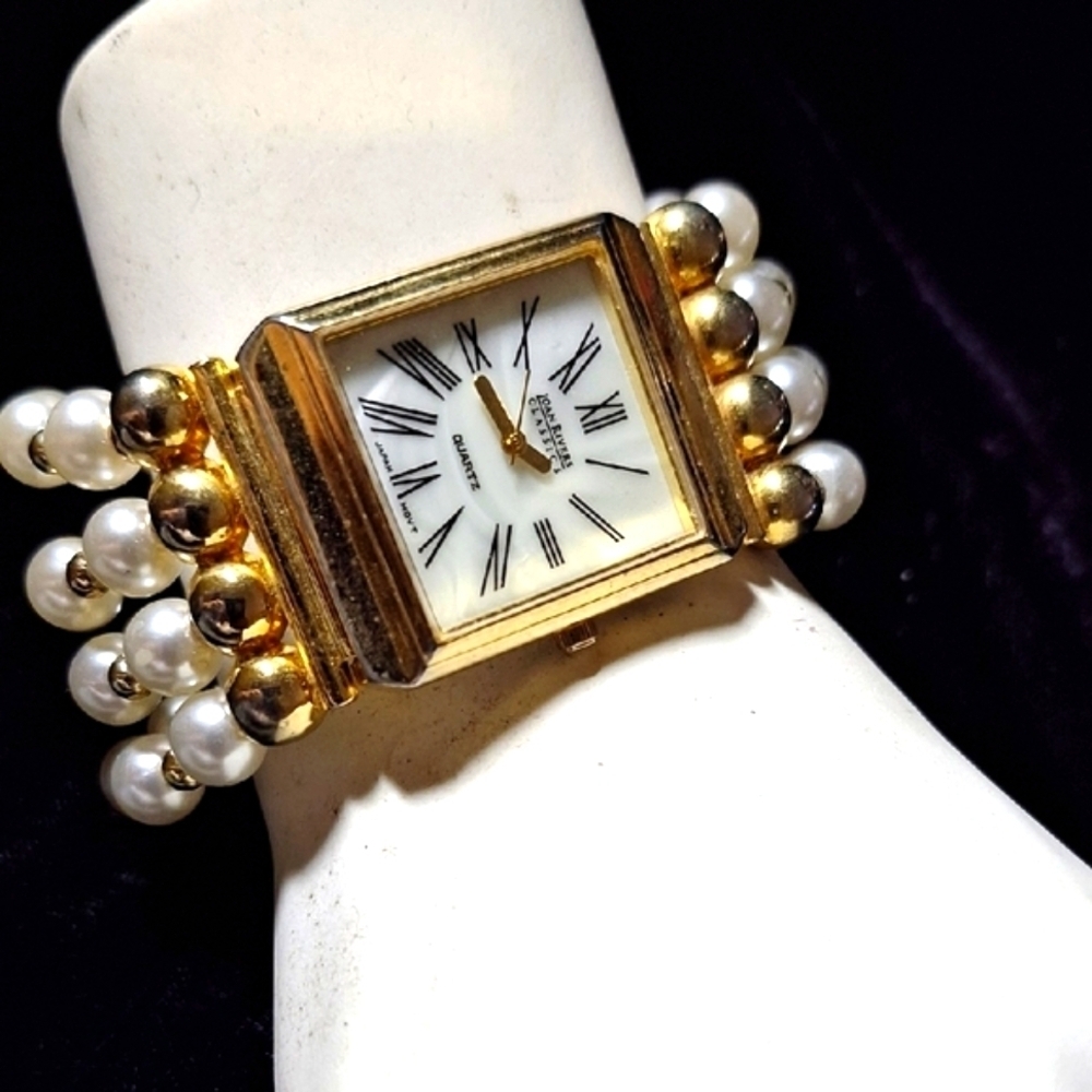Joan Rivers Gold and White Pearl Watch